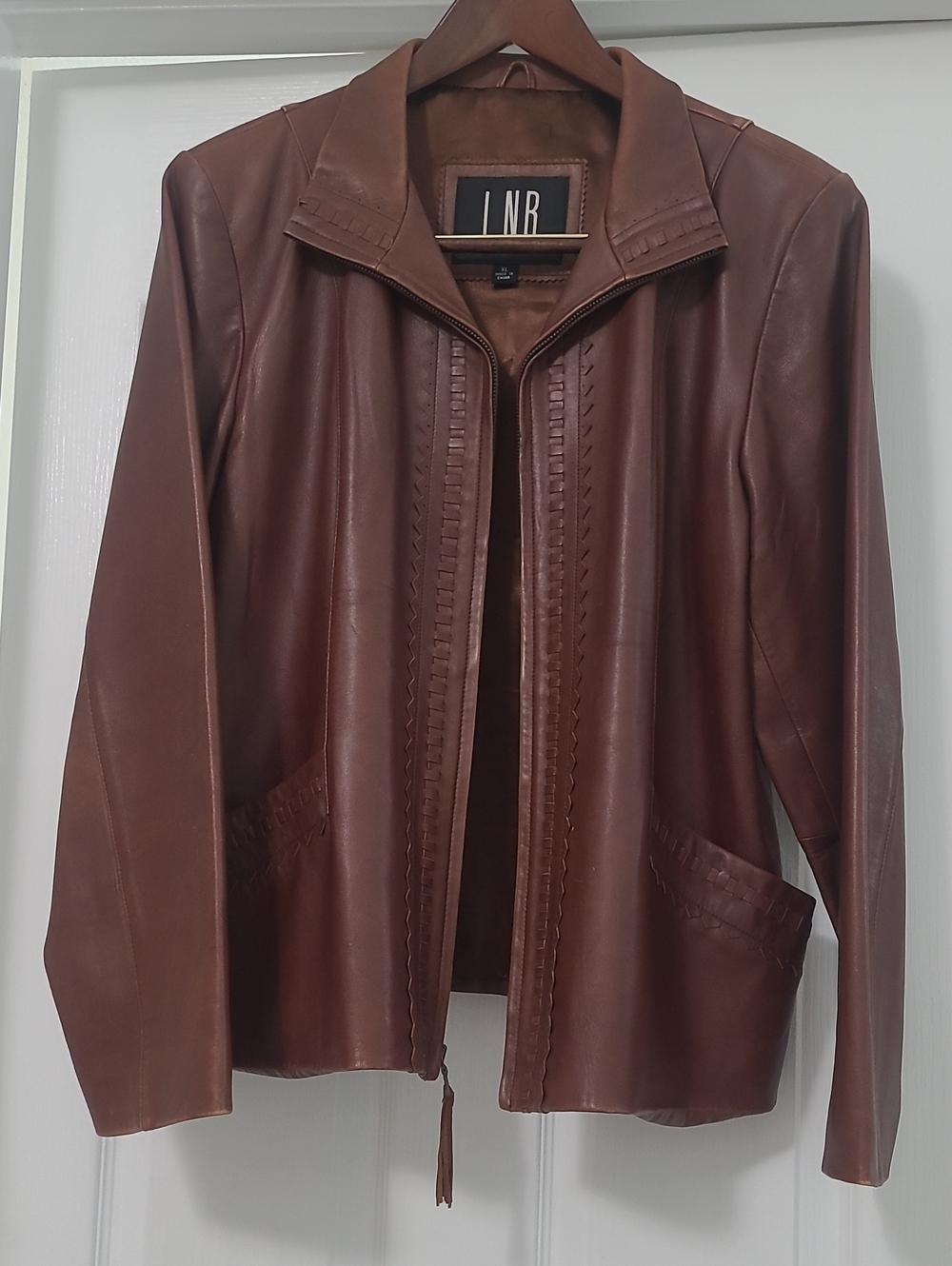 LNR Vintage Women's Brown Leather Zip Jacket